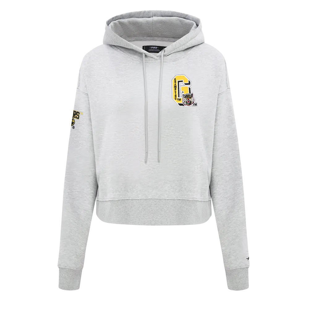 GRAMBLING STATE UNIVERSITY CLASSIC FLEECE CROPPED PULLOVER HOODIE (HEATHER GREY)