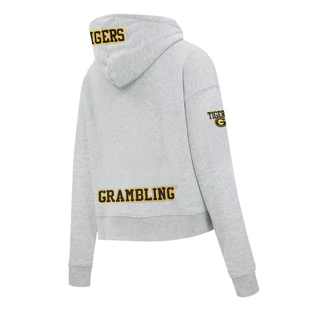 GRAMBLING STATE UNIVERSITY CLASSIC FLEECE CROPPED PULLOVER HOODIE (HEATHER GREY)