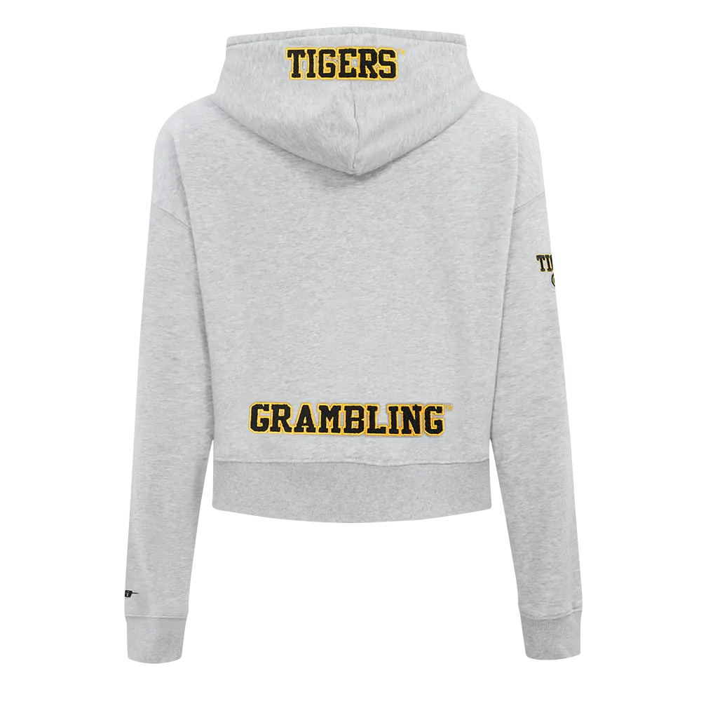 GRAMBLING STATE UNIVERSITY CLASSIC FLEECE CROPPED PULLOVER HOODIE (HEATHER GREY)
