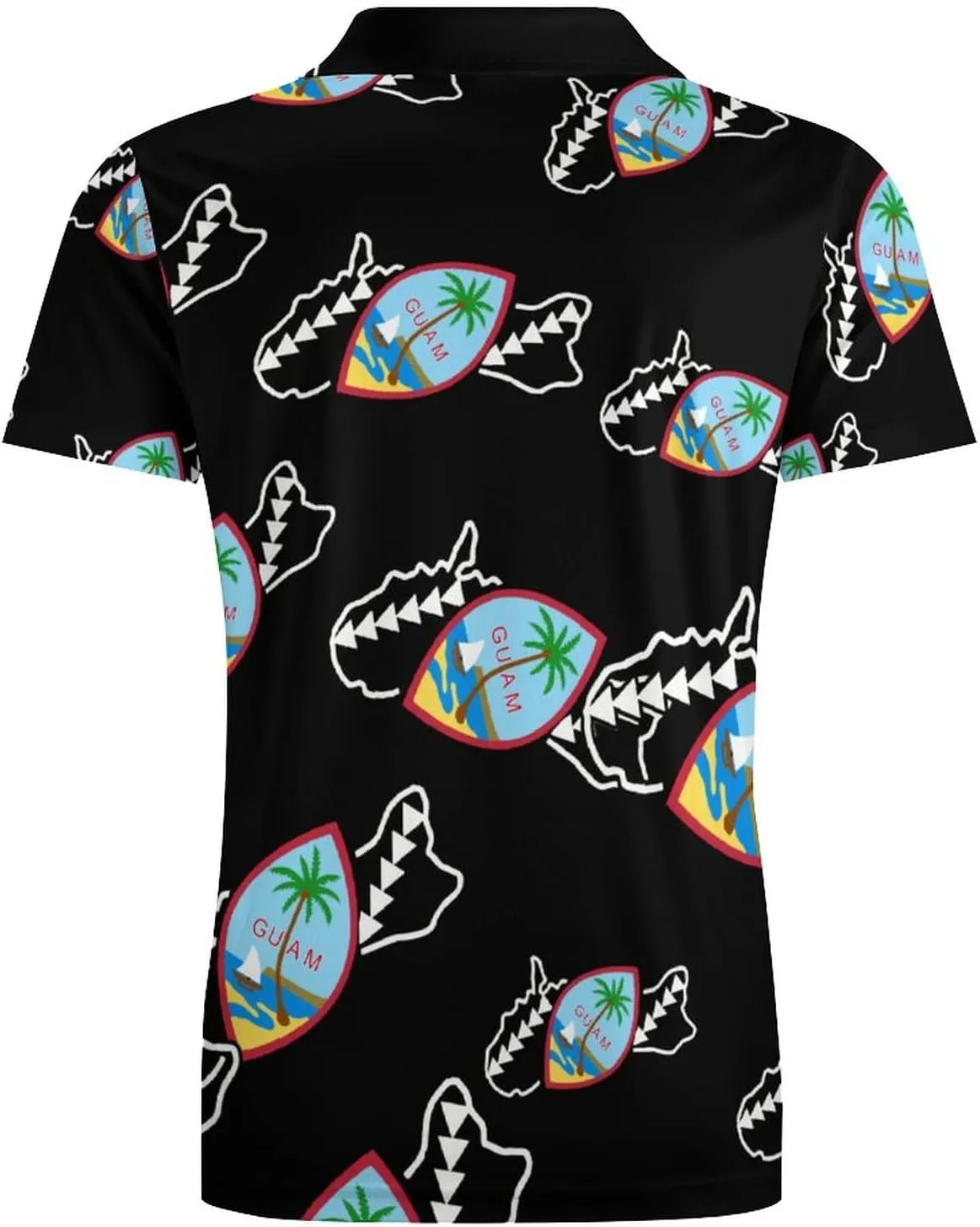 Guam Flag Seal Men's Polo Shirt Short Sleeve Print T Shirt Slim Fit Golf Shirt Collared Tee Casual Top