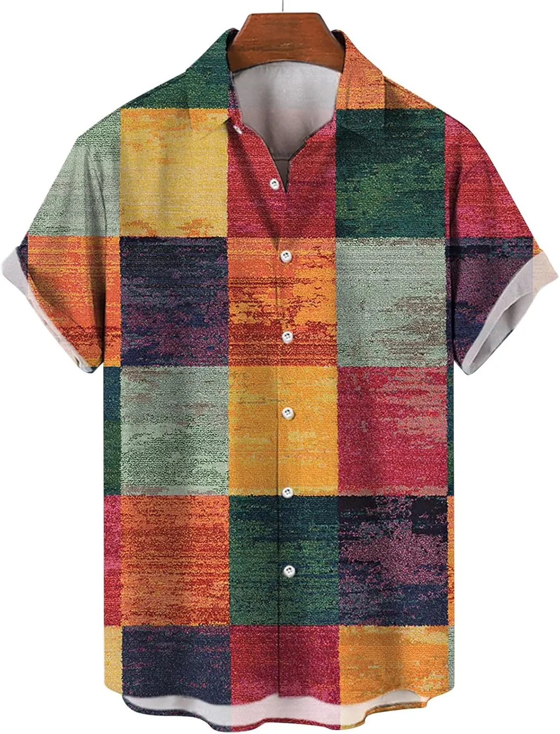 Hawaiian Shirt for Men Big and Tall Casual Beach Button Down Short Sleeve Shirt Men's Linen Western Casual Shirt Button