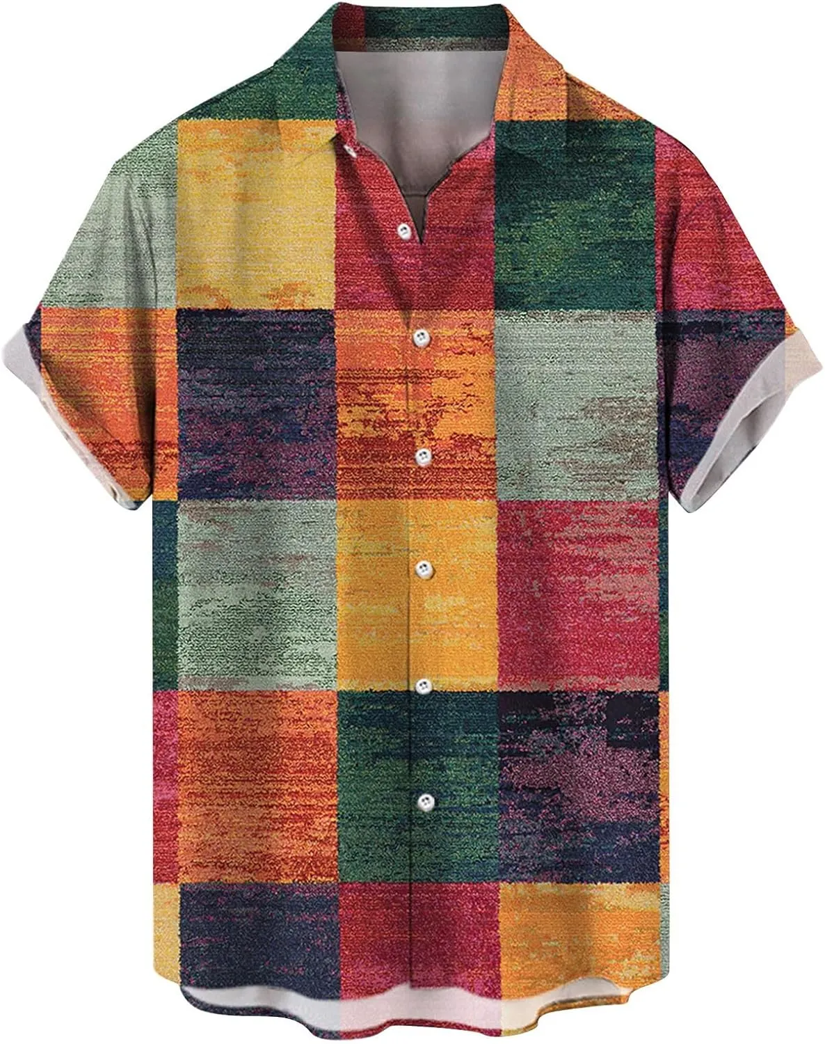 Hawaiian Shirt for Men Big and Tall Casual Beach Button Down Short Sleeve Shirt Men's Linen Western Casual Shirt Button