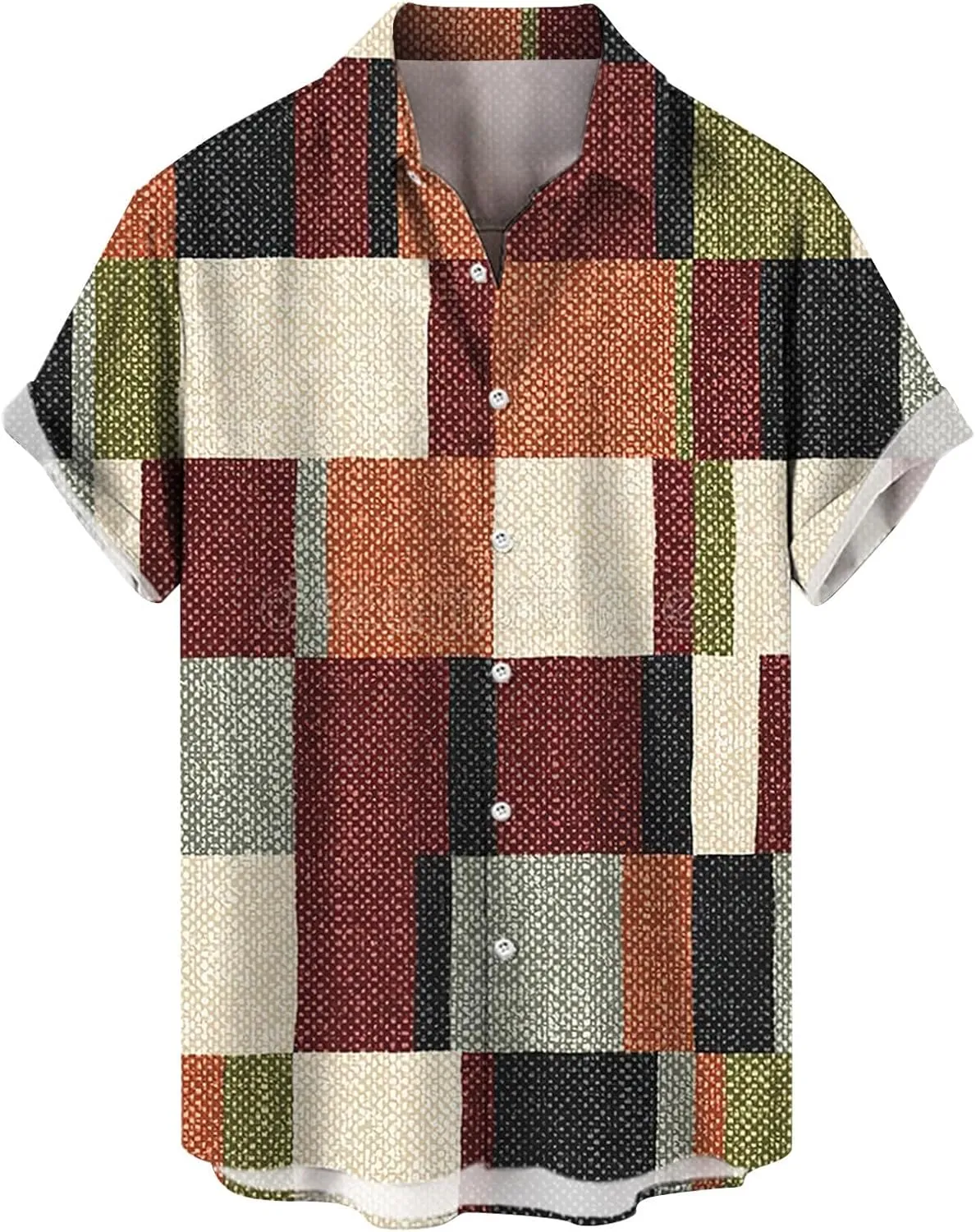 Hawaiian Shirt for Men Big and Tall Casual Beach Button Down Short Sleeve Shirt Men's Linen Western Casual Shirt Button