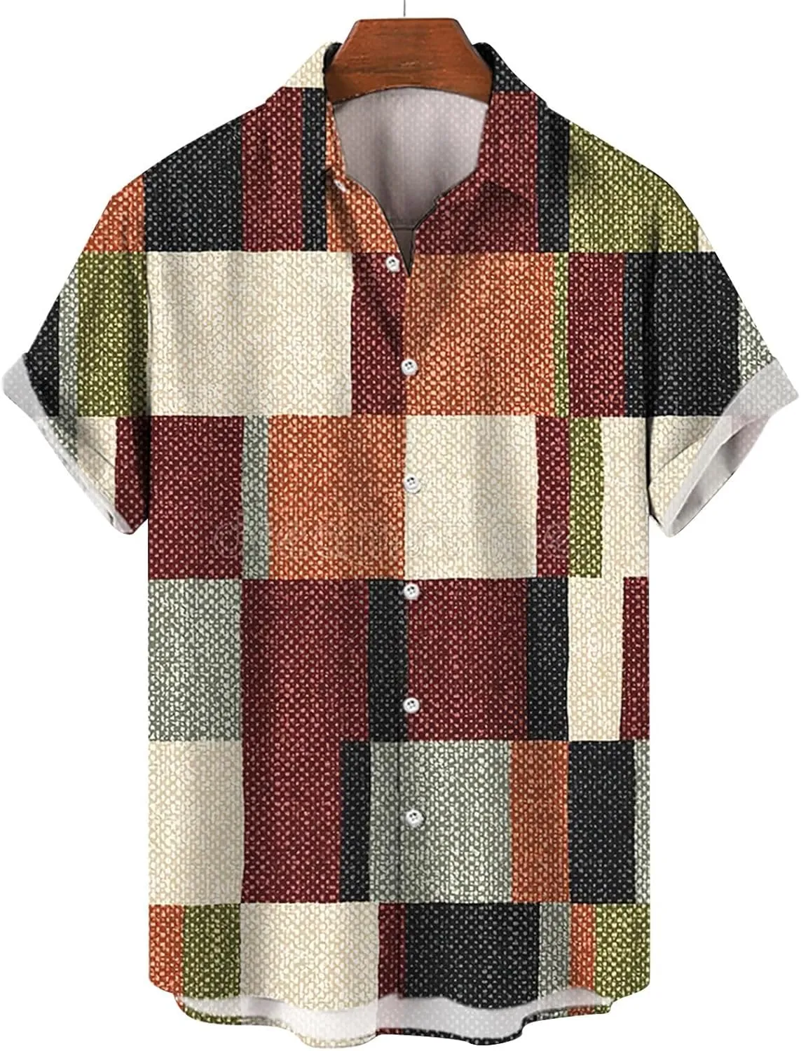 Hawaiian Shirt for Men Big and Tall Casual Beach Button Down Short Sleeve Shirt Men's Linen Western Casual Shirt Button