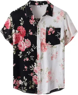 Hawaiian Shirt for Men Down Shirt Summer Short Sleeve Wrinkle Free Shirt Mens Casual Button Down Shirt Short Sleeve