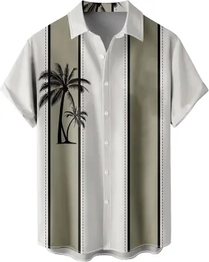 Hawaiian Shirt for Men Print Shirt Men's Hawaiian Shirt Short Sleeves Printed Button Hawaiian Bowling