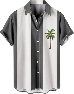 Hawaiian Shirt for Men Print Shirt Men's Hawaiian Shirt Short Sleeves Printed Button Hawaiian Bowling