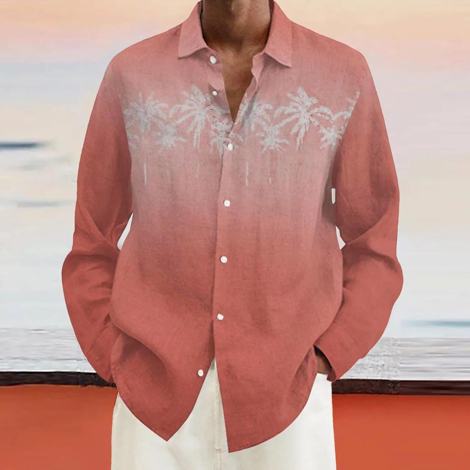Hawaiian Shirt Men Sleeve Beach Coconut Print Shirt Top Vacation Cruise Hawaii Summer Clothes Funny Hawaiian Shirt