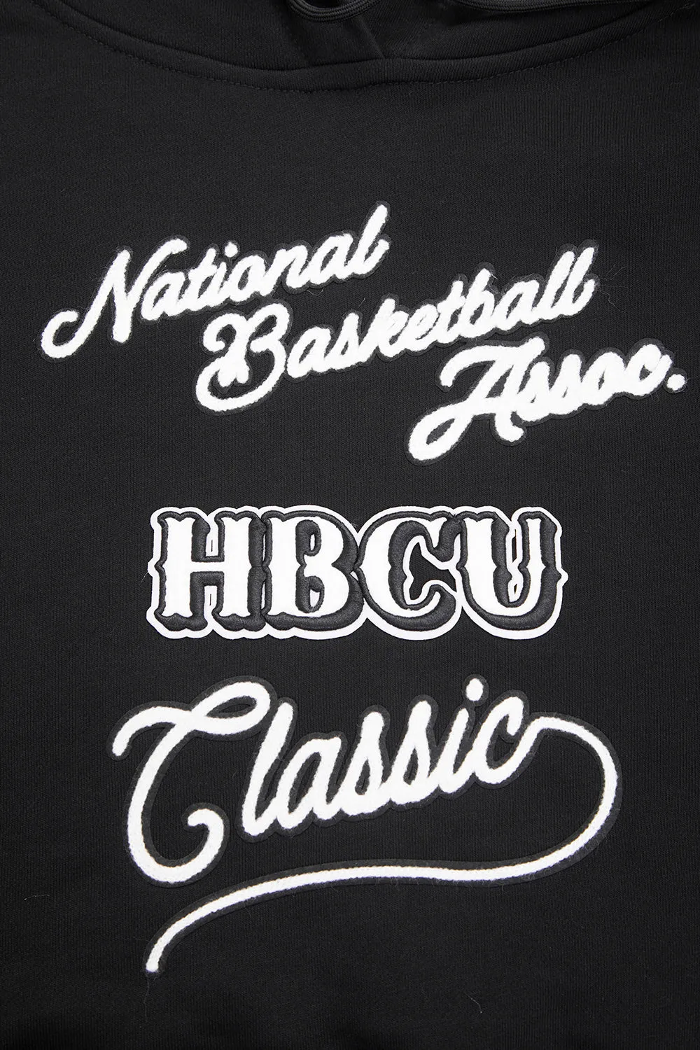 HBCU X NBA ALL STAR 2024 WOMEN'S RIB FLEECE CROPPED PULLOVER HOODIE (BLACK)