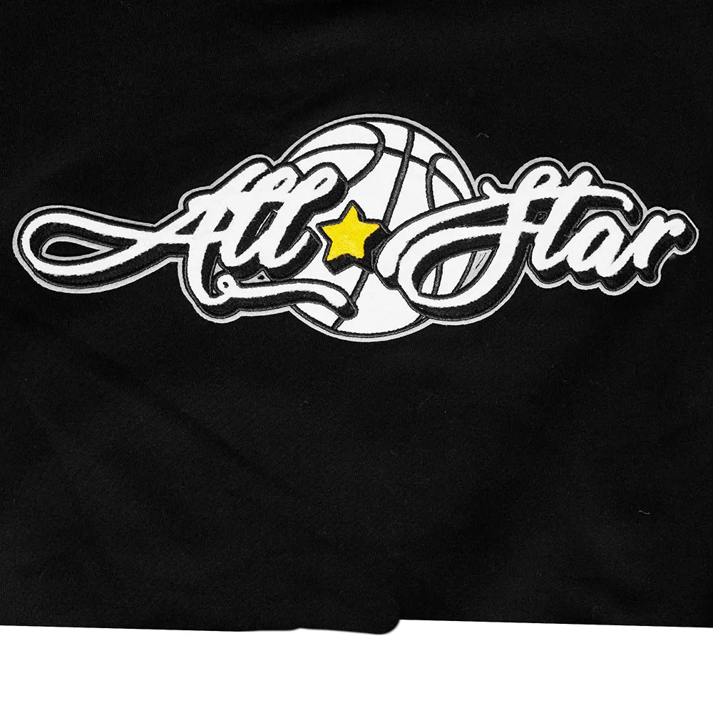 HBCU X NBA ALL STAR 2025 WOMEN'S RIB FLEECE CROPPED PULLOVER HOODIE (BLACK/RED/BLACK)