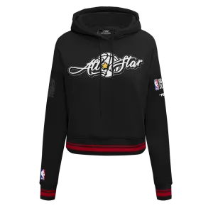 HBCU X NBA ALL STAR 2025 WOMEN'S RIB FLEECE CROPPED PULLOVER HOODIE (BLACK/RED/BLACK)