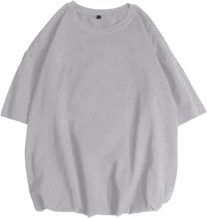 Hip Hop Mens Shirts Short Sleeve Solid Crew Neck Oversized Casual Baggy Basic Tees Streetwear Rap Summer Tops