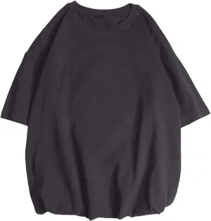 Hip Hop Mens Shirts Short Sleeve Solid Crew Neck Oversized Casual Baggy Basic Tees Streetwear Rap Summer Tops