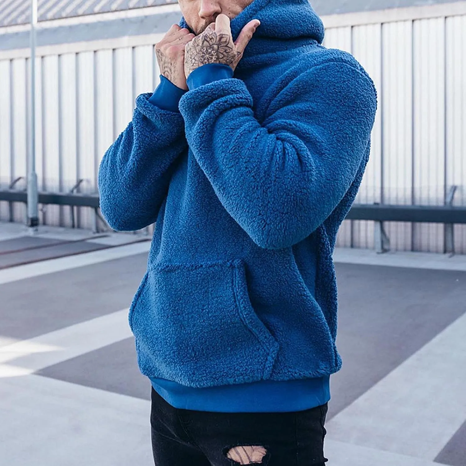 Hoodies for Men Heavyweight Fleece Lined Hoodie 2024 Warm Pullover Thermal Hooded Sweatshirt with Pocket Casual Tops