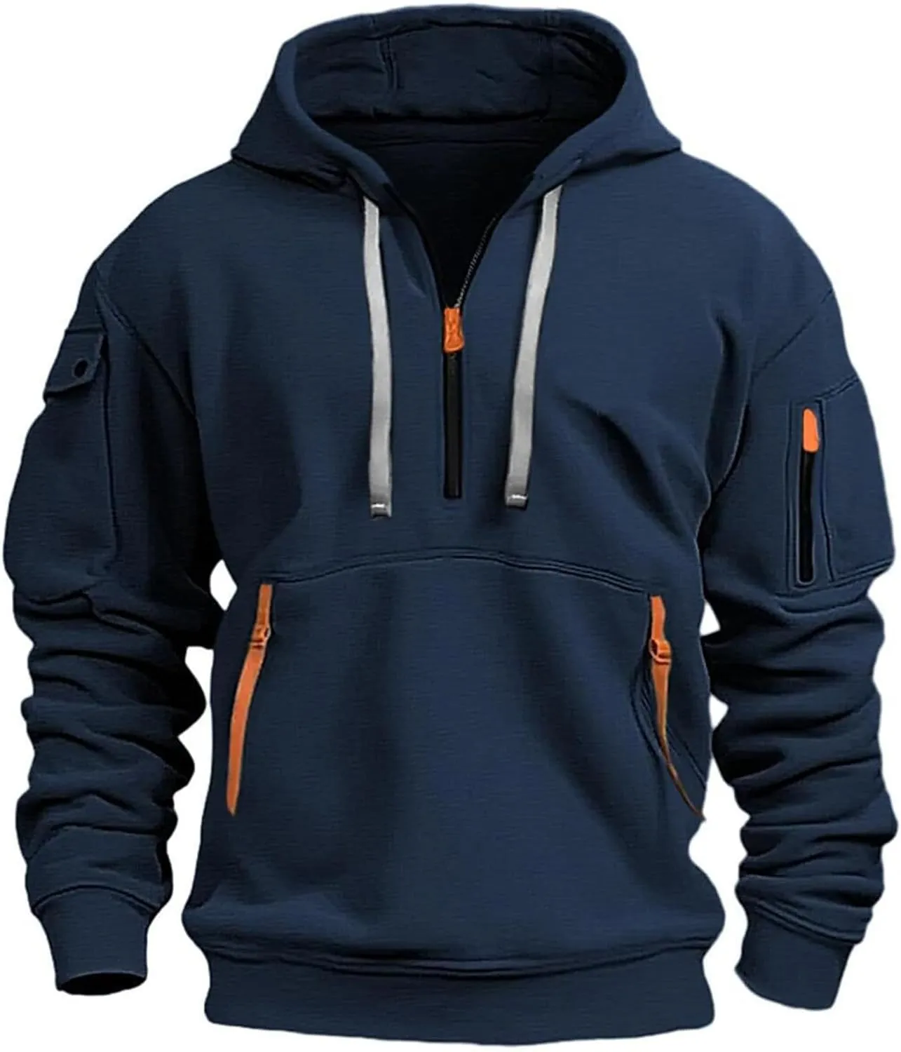 Hoodies For Men Tactical Quarter Zip Pullover Casual Long Sleeve Running Sweatshirt Multiple Pockets Outdoors Hoodie