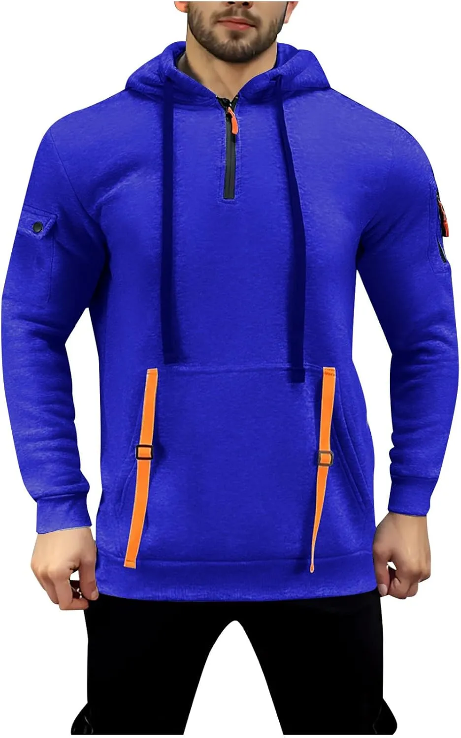 Hoodies For Men Tactical Quarter Zip Pullover Casual Long Sleeve Running Sweatshirt Multiple Pockets Outdoors Hoodie
