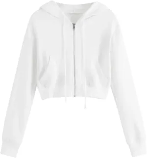 Hoodies for Women Cropped Zip up Hoodie Trendy Long Sleeve Sweatshirts Casual Comfy Workout Jacket with Pocket