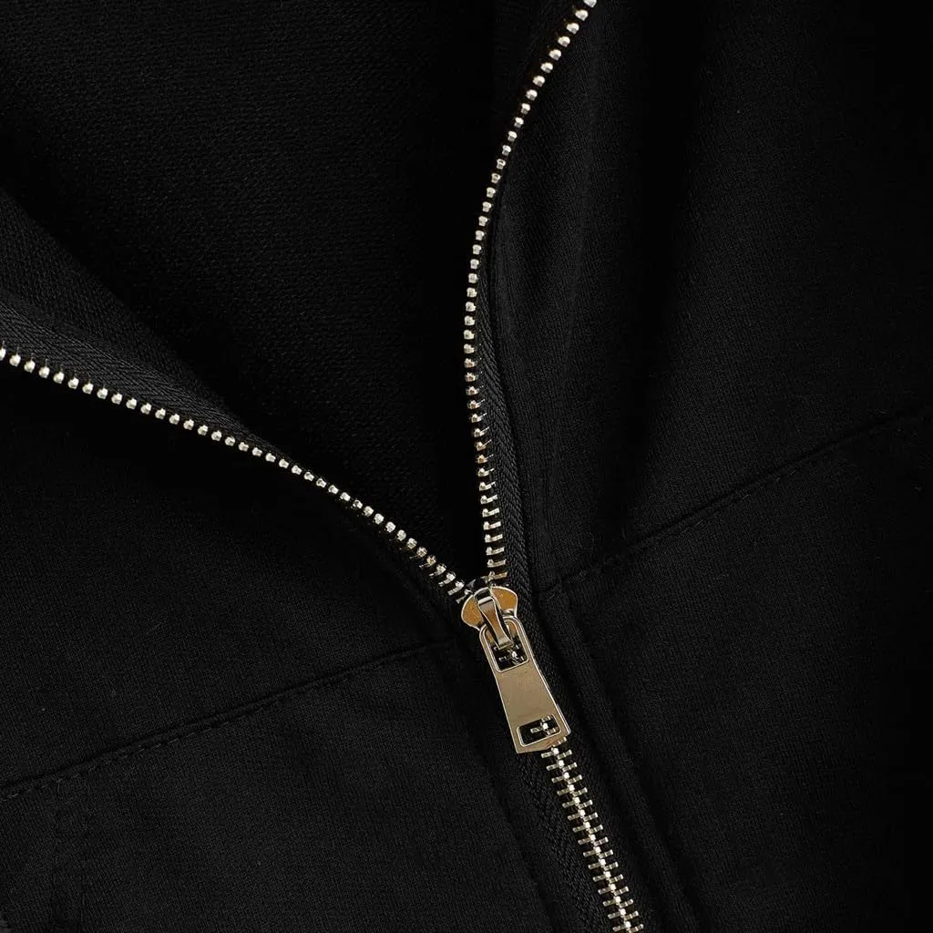 Hoodies for Women Cropped Zip up Hoodie Trendy Long Sleeve Sweatshirts Casual Comfy Workout Jacket with Pocket