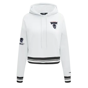 HOWARD UNIVERSITY CLASSIC RIB FLEECE CROPPED PULLOVER HOODIE (WHITE/BLACK)