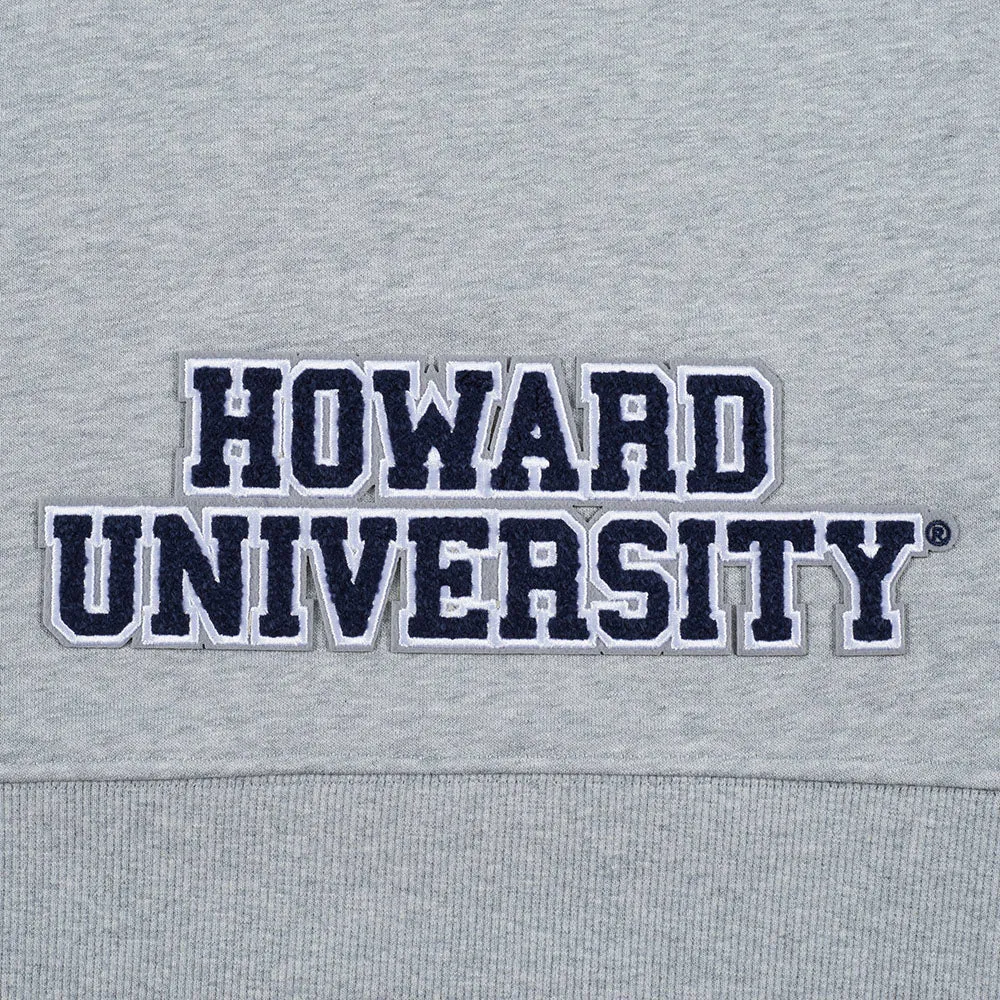 HOWARD UNIVERSITY CLASSIC WOMEN'S FLEECE CROPPED PULLOVER HOODIE (HEATHER GREY)