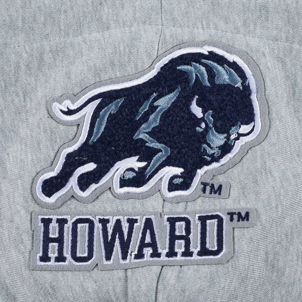 HOWARD UNIVERSITY CLASSIC WOMEN'S FLEECE CROPPED PULLOVER HOODIE (HEATHER GREY)