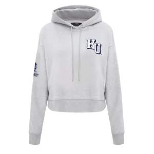 HOWARD UNIVERSITY CLASSIC WOMEN'S FLEECE CROPPED PULLOVER HOODIE (HEATHER GREY)