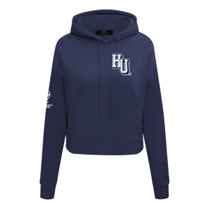 HOWARD UNIVERSITY CLASSIC WOMEN'S FLEECE CROPPED PULLOVER HOODIE (MIDNIGHT NAVY)