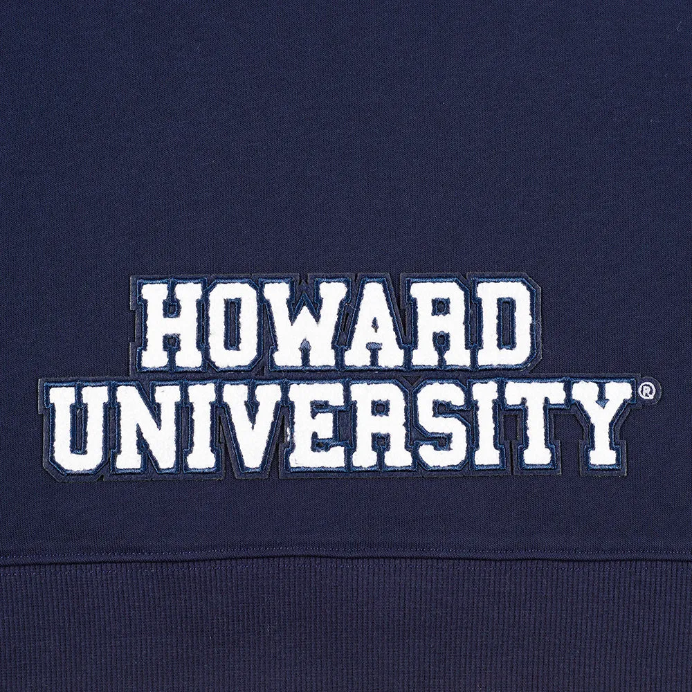 HOWARD UNIVERSITY CLASSIC WOMEN'S FLEECE CROPPED PULLOVER HOODIE (MIDNIGHT NAVY)