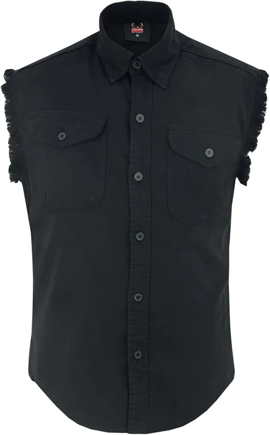 Hugger Men's Casual Denim Flannel Shirt - Cowboy Button Down Shirts - Cut Off Denim Shirt with Chest Pockets