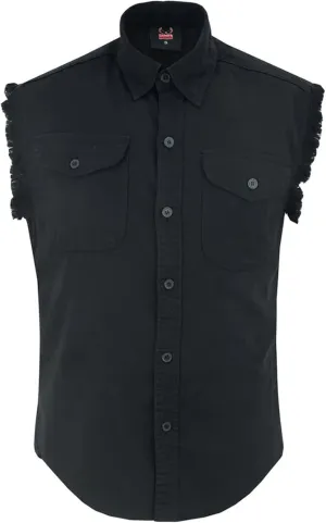 Hugger Men's Casual Denim Flannel Shirt - Cowboy Button Down Shirts - Cut Off Denim Shirt with Chest Pockets