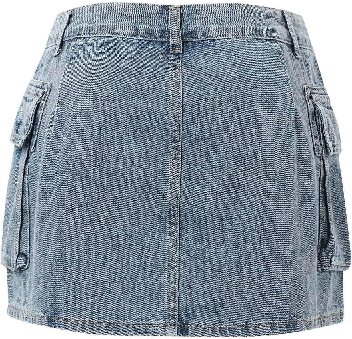 Jean Skirt,High Stretchy Denim Cargo Skort for Women High Waist Denim Skirt Casual Mini Skirt Shorts with Pockets