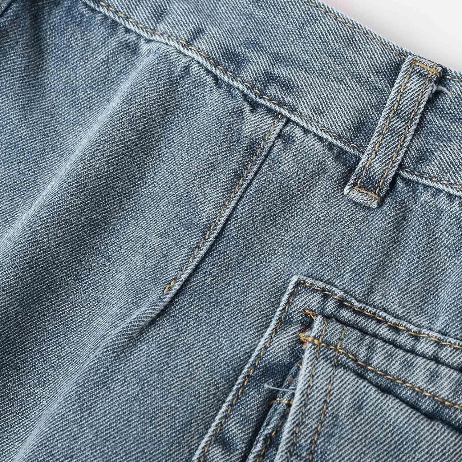Jean Skirt,High Stretchy Denim Cargo Skort for Women High Waist Denim Skirt Casual Mini Skirt Shorts with Pockets