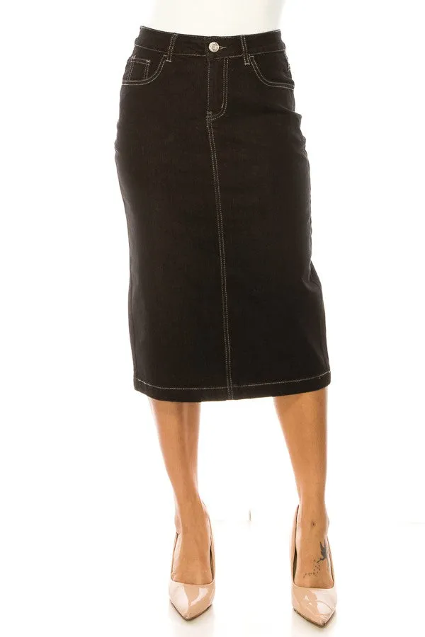 Jett Denim Skirt in Black- Misses and Plus (S,2X)