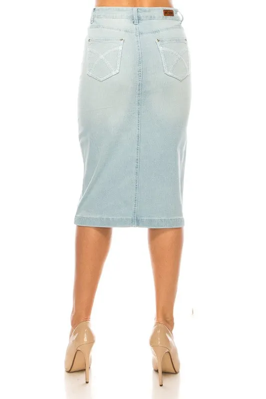 Jett Denim Skirt in Lt Indigo- Misses and Plus (3X)