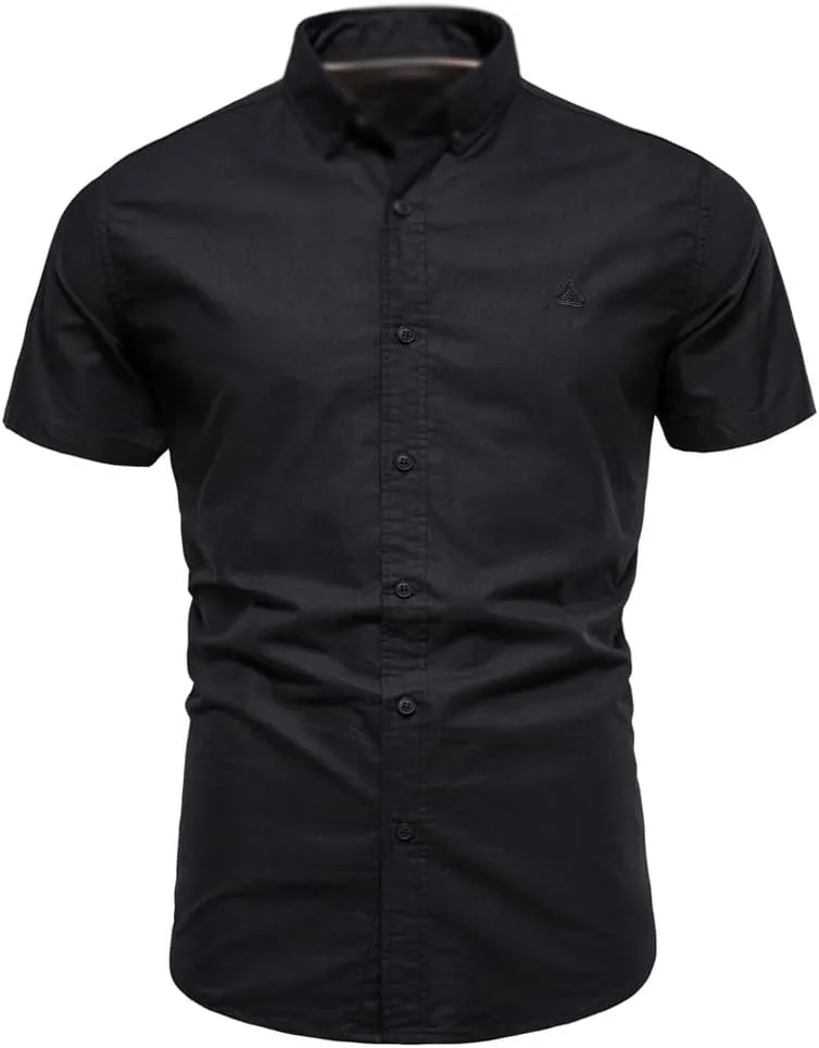 JSEIAJB Autumn and Clothes Solid Color Shirt Social Shirt Cotton Men's Shirt Solid Color Lapel Shirt