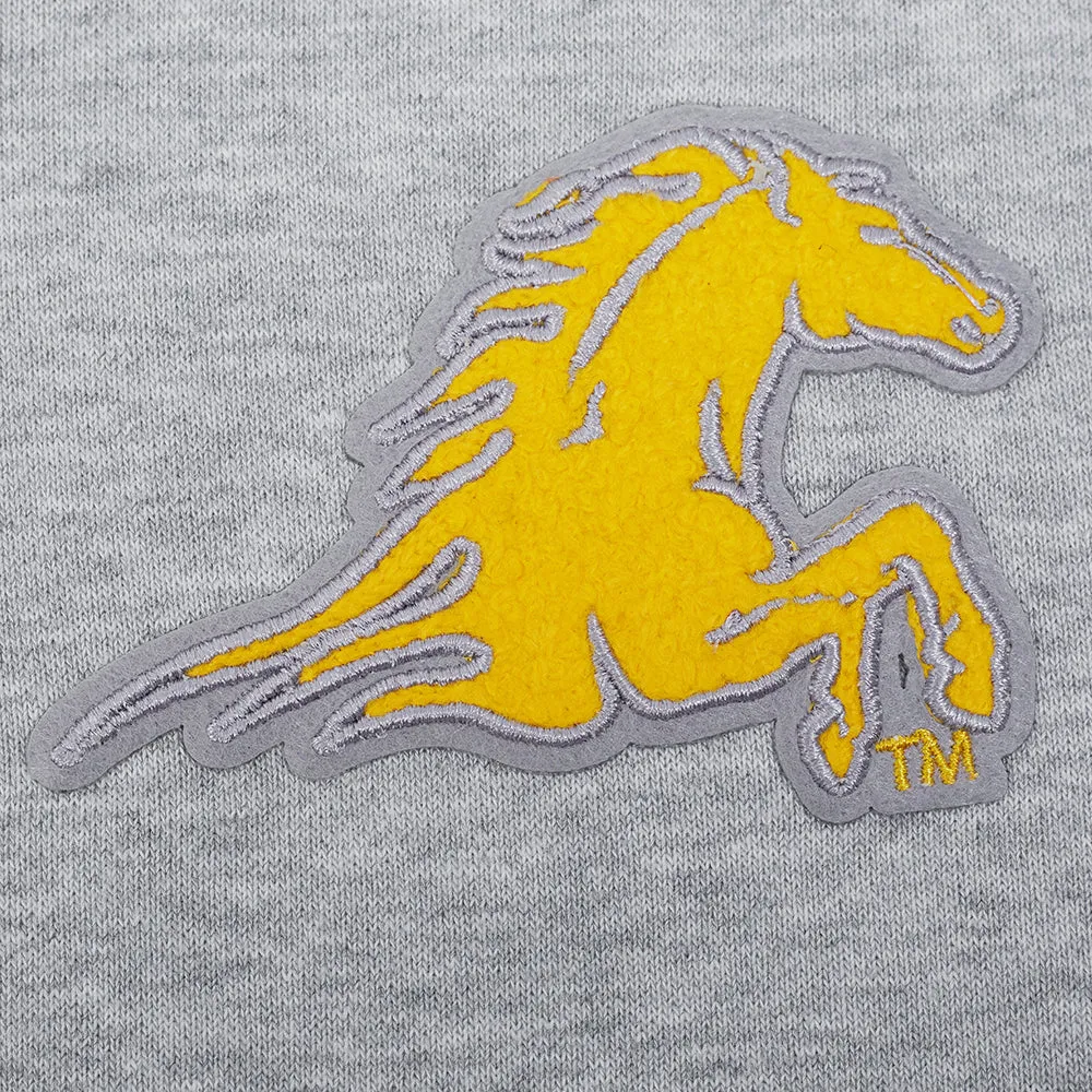 KENTUCKY STATE UNIVERSITY CLASSIC RIB FLEECE CROPPED PULLOVER HOODIE (HEATHER GRAY/BLACK)