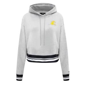 KENTUCKY STATE UNIVERSITY CLASSIC RIB FLEECE CROPPED PULLOVER HOODIE (HEATHER GRAY/BLACK)