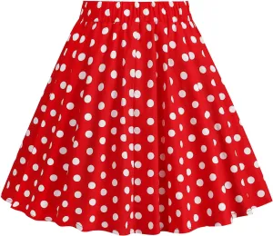 Kid Girls Summer Vintage Polka Dots A Line Knee Length Skirt