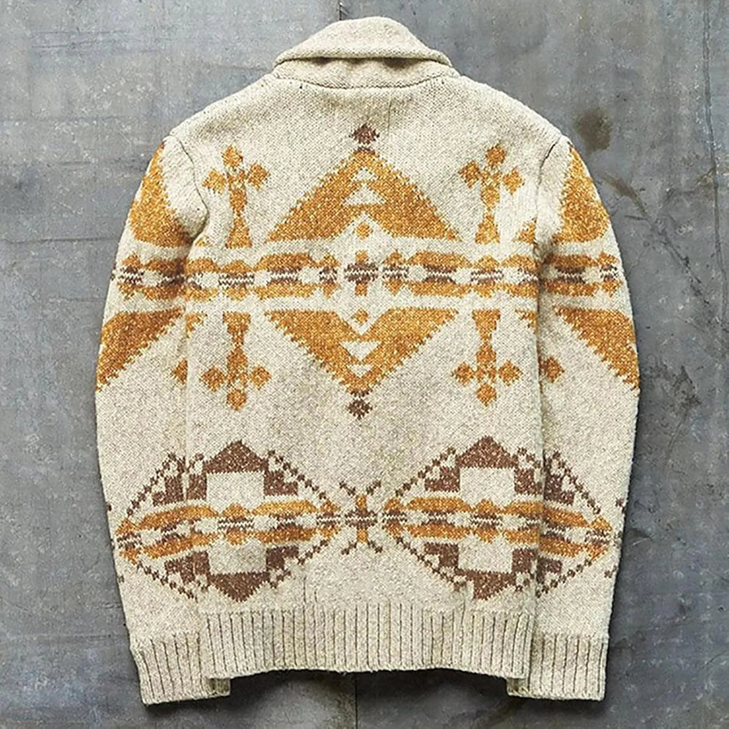 Knitwear Cardigan for Men's Fashion Fall Winter Coat Folk-Custom Flat Knitted Loose Plus Size Windbreaker Jacket