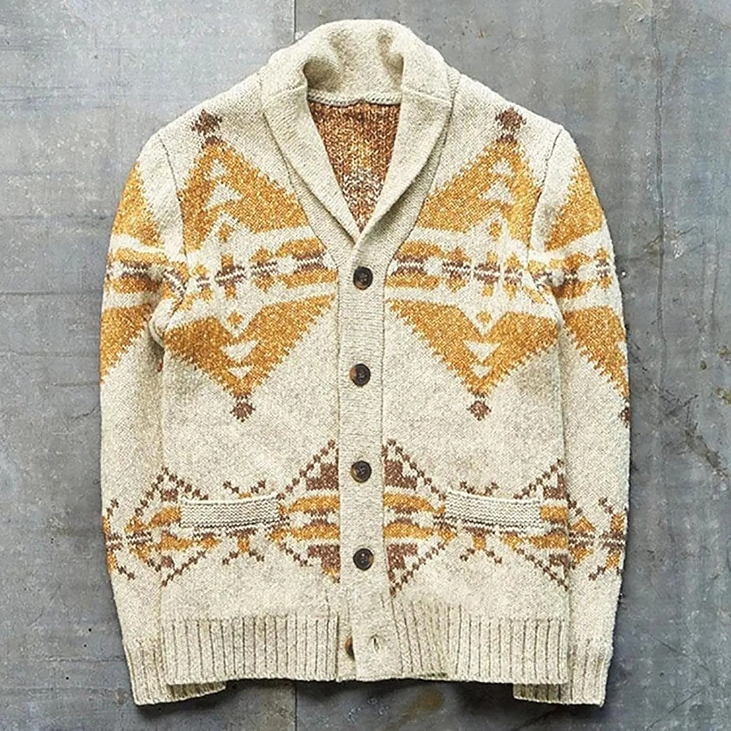 Knitwear Cardigan for Men's Fashion Fall Winter Coat Folk-Custom Flat Knitted Loose Plus Size Windbreaker Jacket