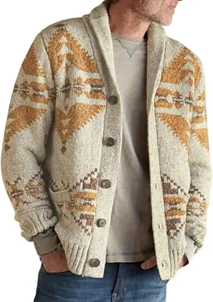 Knitwear Cardigan for Men's Fashion Fall Winter Coat Folk-Custom Flat Knitted Loose Plus Size Windbreaker Jacket