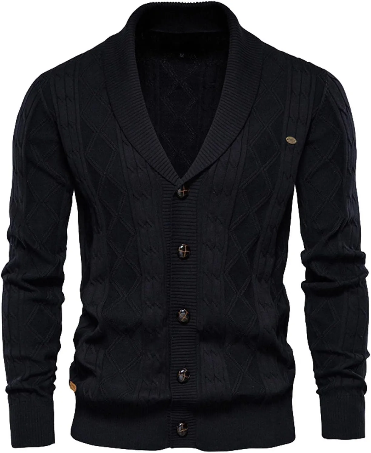 Knitwear Sweater for Men's Coat Fashion Retro Lapel Button Loose Plus Size Cable Knited Cardigan Henley Sweater