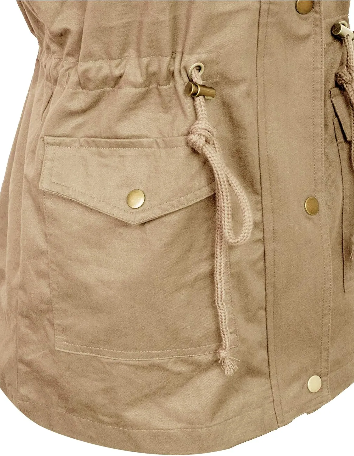 KOGMO Womens Zip Up Military Anorak Utility Vest with Hood True US Size (S-XL)