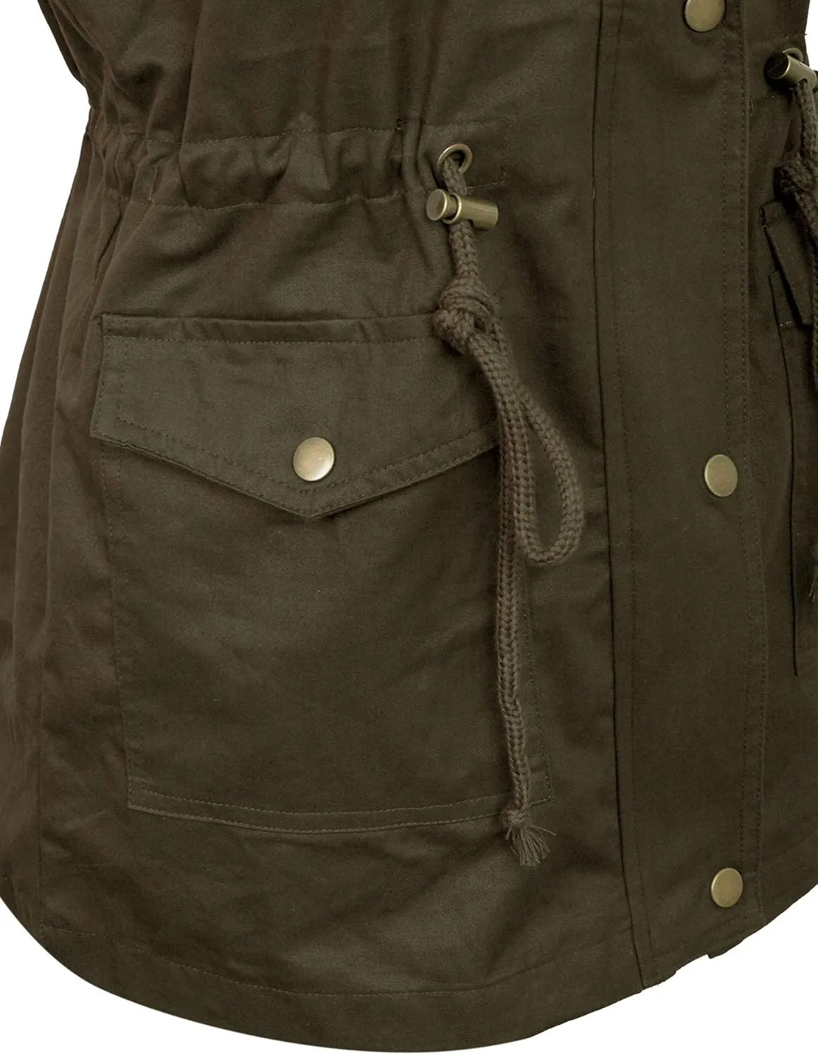 KOGMO Womens Zip Up Military Anorak Utility Vest with Hood True US Size (S-XL)