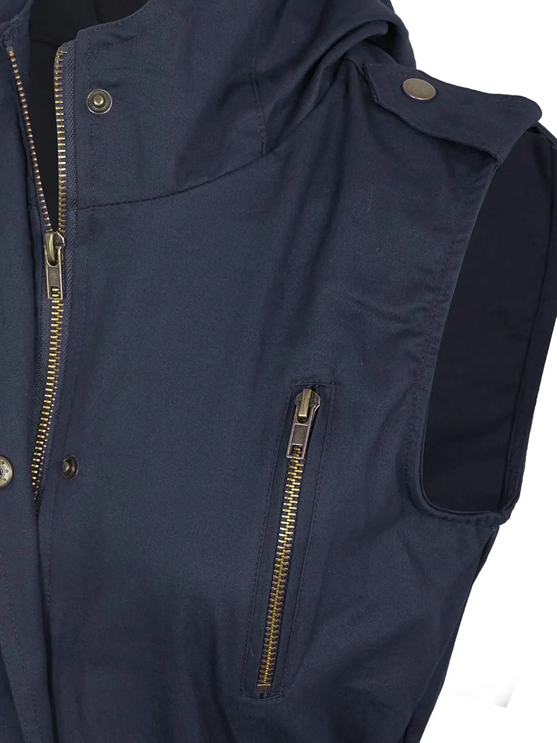 KOGMO Womens Zip Up Military Anorak Utility Vest with Hood True US Size (S-XL)
