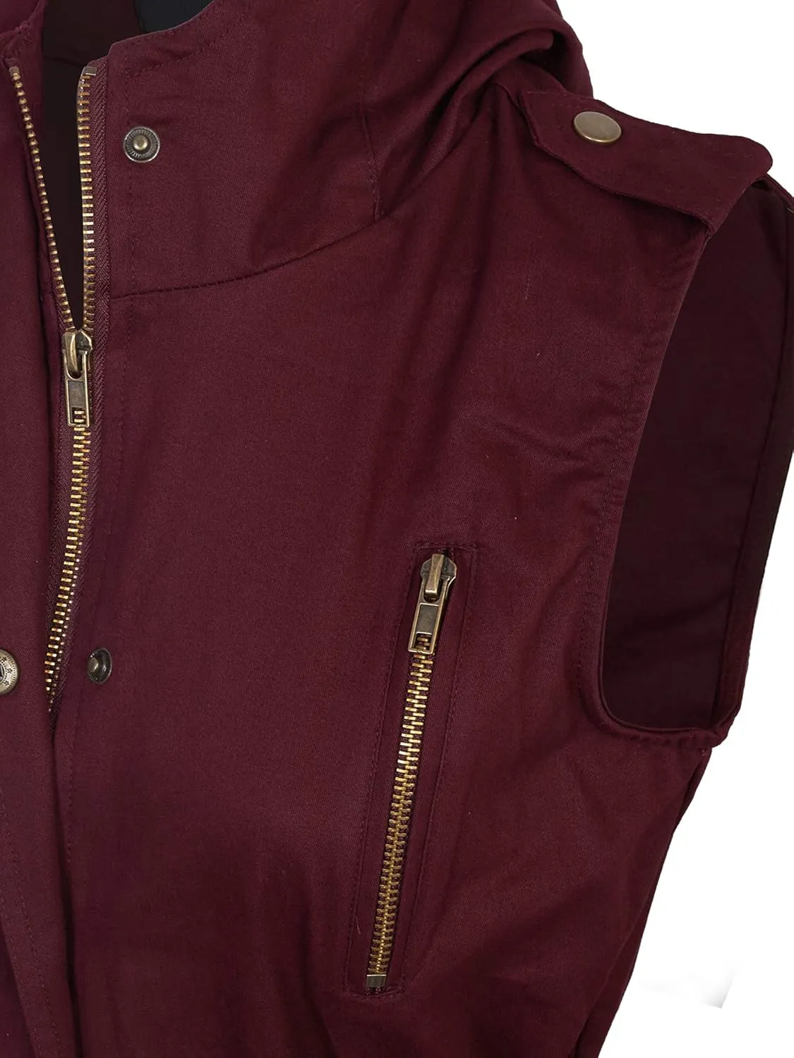 KOGMO Womens Zip Up Military Anorak Utility Vest with Hood True US Size (S-XL)
