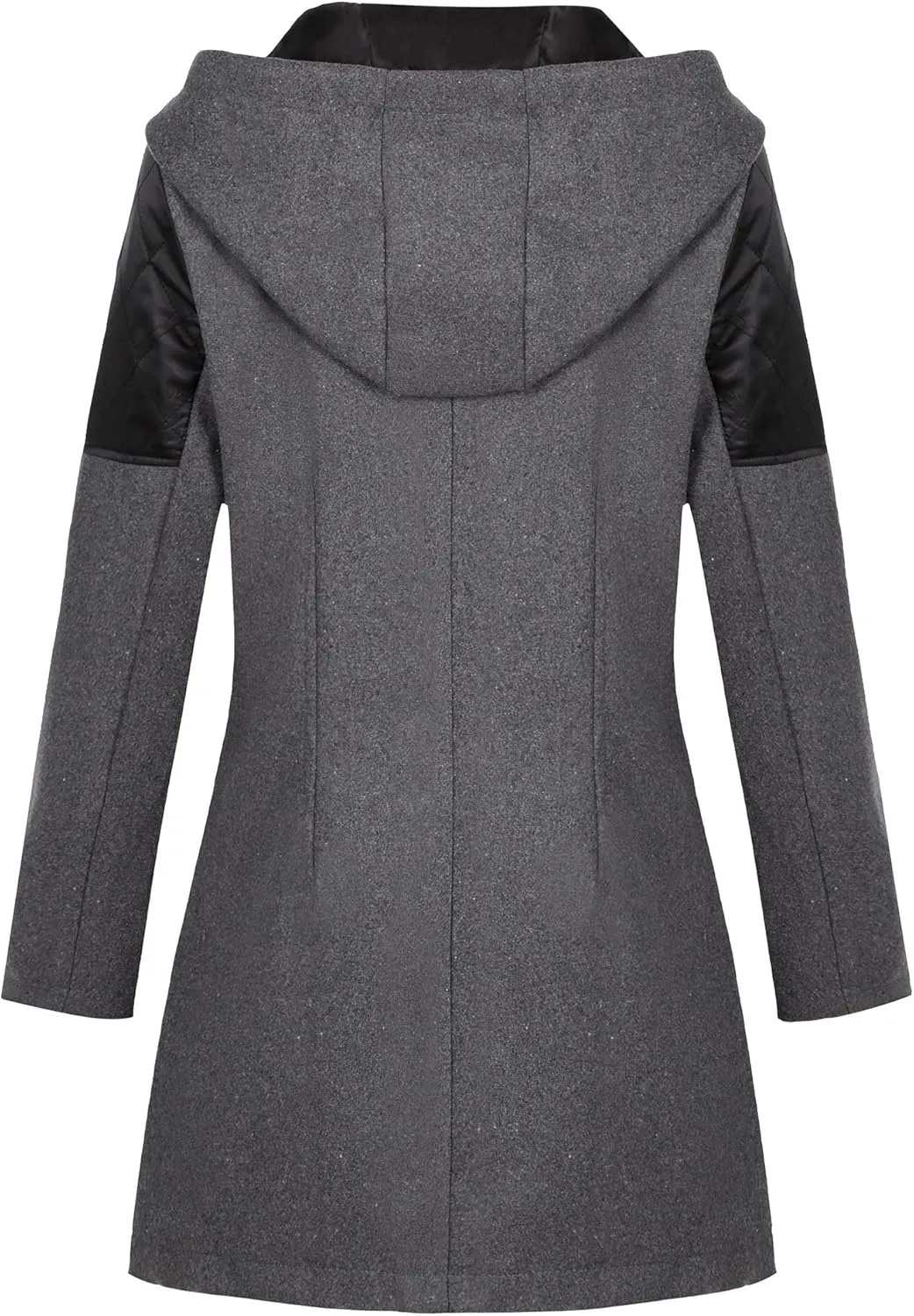 Kubbon Women Wool Blend Jacket Oversized Zip Up Long Sleeve Pea Coat Elegant Lapel Open Front Trench Coat with Pockets