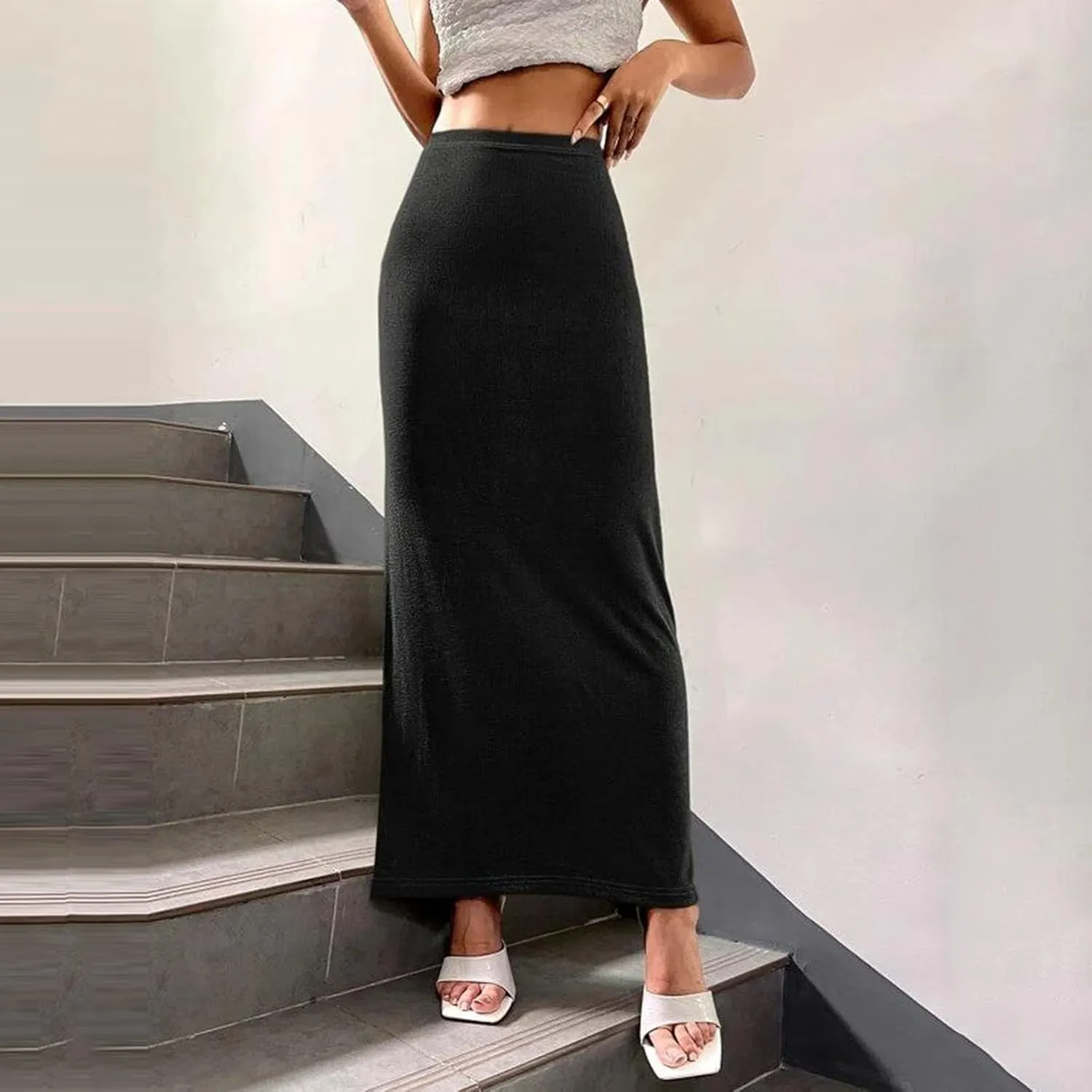 Ladies Skirt for Women Velour Maxi Long Midi Knee High Loose Fit Pencil Basic Fall Winter 2025 Fashion