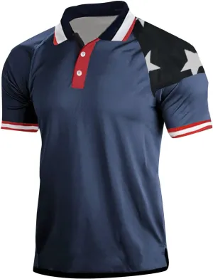 LCMTWX Men's 1776 Independence Day Polo Shirt Polo Shirt Men 2024 Fag Spring and Summer Fashion Leisure Seaside Beach