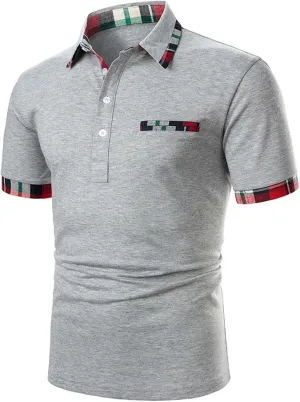 LCMTWX Men's Polo Shirts 2024 Fashion Trend Men's Lapel Button Short Sleeved T Shirt Golf Shirts Men Polo Shirts for Men